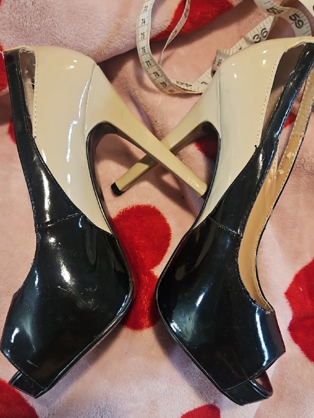 GUESS Black Patent Peep-Toe Pumps - Picture 2 of 10